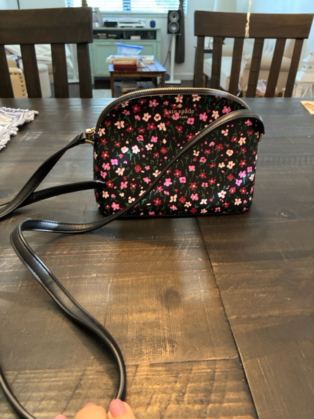 kate spade Black Crossbody with Pink Floral Print - Picture 4 of 7